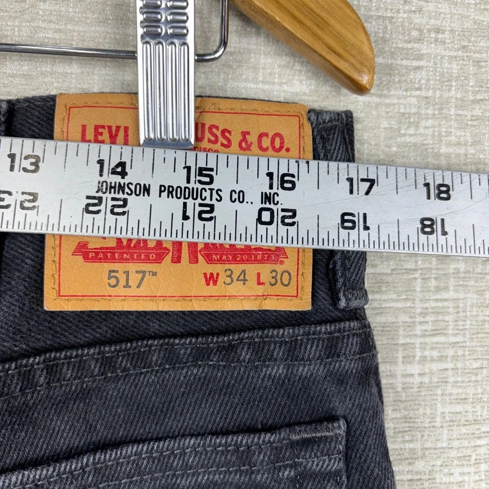 Levis 517 Mens 34x30 Bootcut Jeans  Light Distress Fuzzy Faded Black Denim